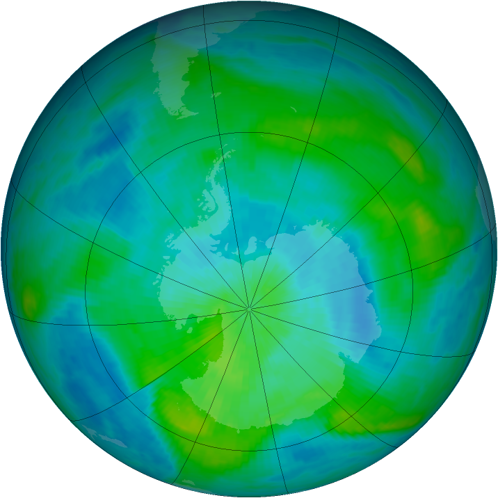 Antarctic ozone map for 28 February 1984